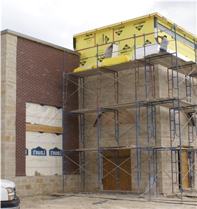 Sawed and Split Lueders Buff Limestone Installation Building & Walling