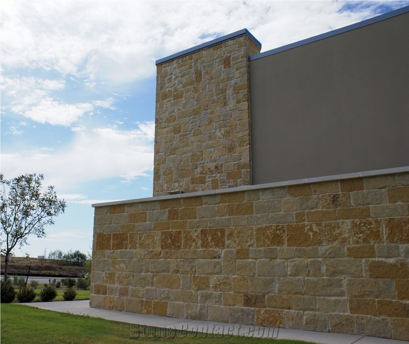 Sawn Cut Split Face Beige Roughback Lueders Limestone Castle Walling