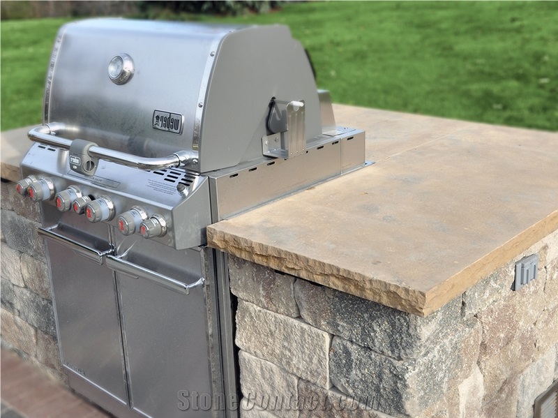 Chestnut Cut Stone - Chestnut Brown Limestone Grill Surround