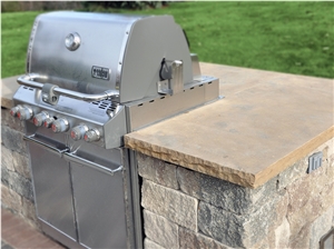 Chestnut Cut Stone - Chestnut Brown Limestone Grill Surround