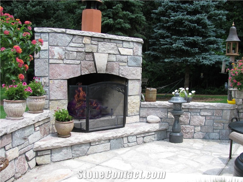 Chilton Limestone Rockfaced Finish Hearthstone and Cap