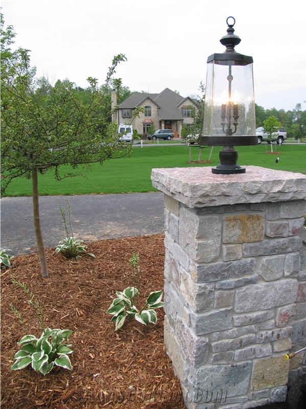 Chilton Limestone Rockfaced Finish Pier Cap