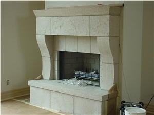 Fond Du Lac Cut Stone Fireplace Mantel, Fireplace Hearth