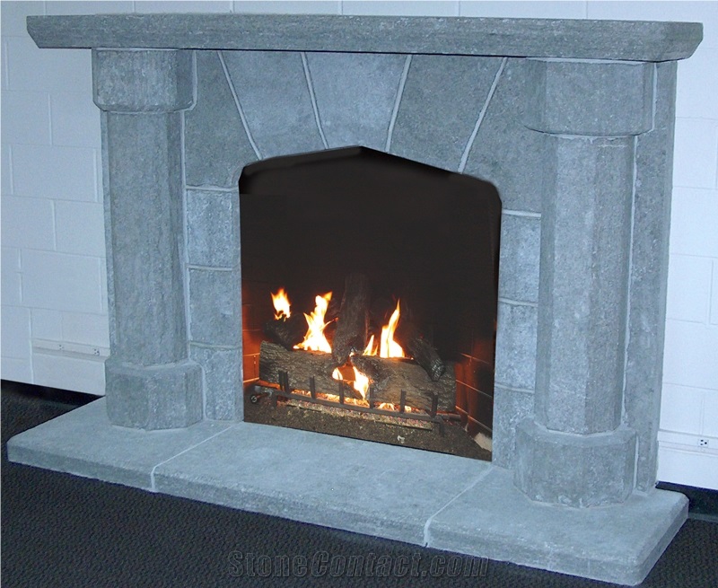 Frontier Gray Limestone Fireplace Surround
