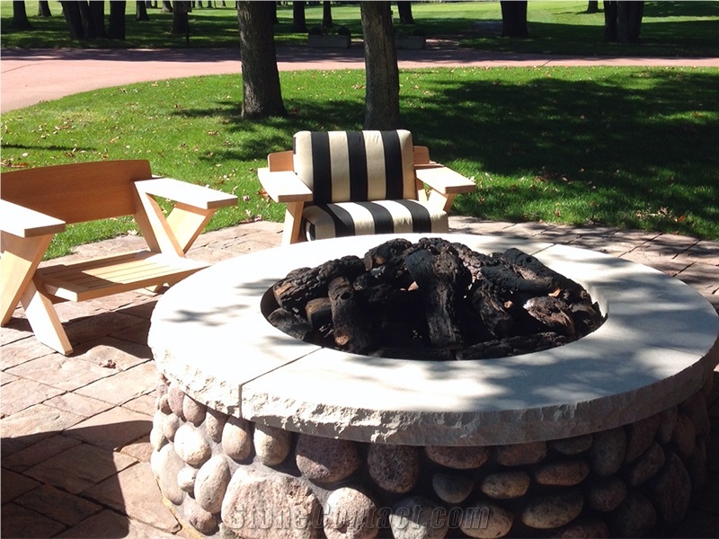 Indiana Rustic Buff Limestone Fire Pit Cap