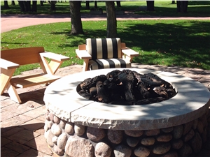 Indiana Rustic Buff Limestone Fire Pit Cap Indiana Rustic Buff Limestone Fire Pit Cap
