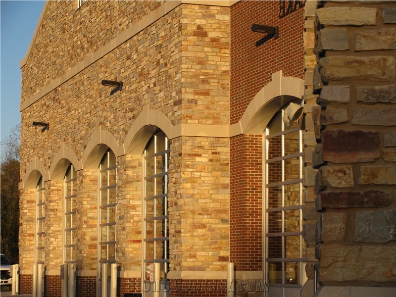 Silverdale Cut Stone Banding and Arches - Sanded Finish