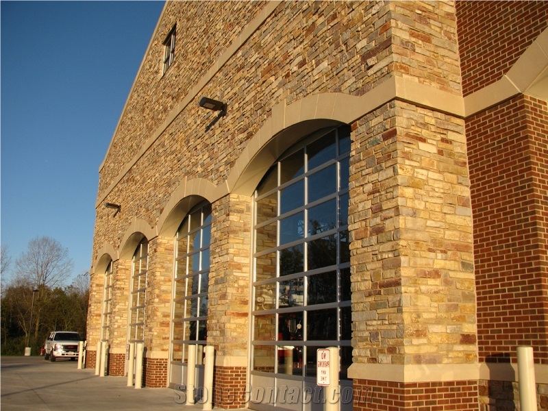 Silverdale Cut Stone Banding and Arches - Sanded Finish