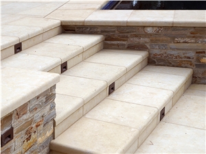 Silverdale Limestone Sandblasted Finish Steps, Coping