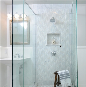 1x3 Inches Calacatta Gold Marble Herringbone Mosaic Tile