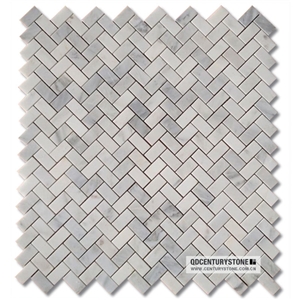 Oriental White Marble 1x2 Inches Herringbone Mosaic