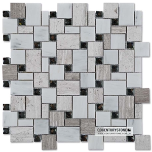 White Wood Marble Mix 13 Facelets Diamond Mosaic Versailles Tiles