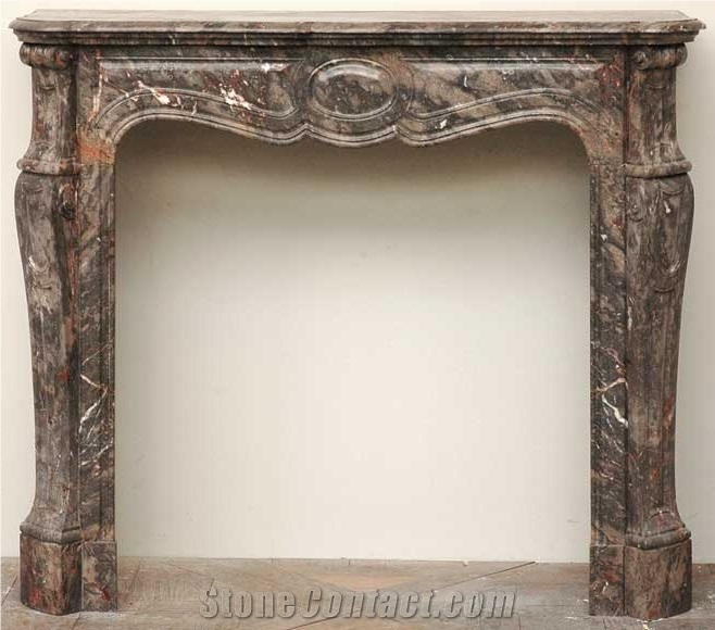 Antique Pompadour Mantel Made Out Of Bois Jourdain Marble 19th Century