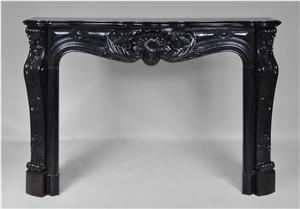 Very Beautiful Antique Louis Xv Style Fireplace Made Out Of Black from Belgium Marble