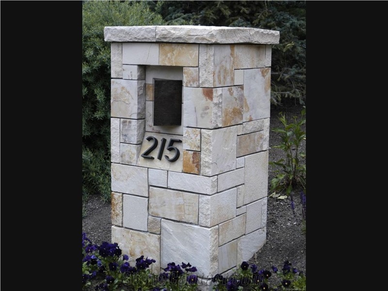 Desert Blonde Sandstone Split-Face Gate Post