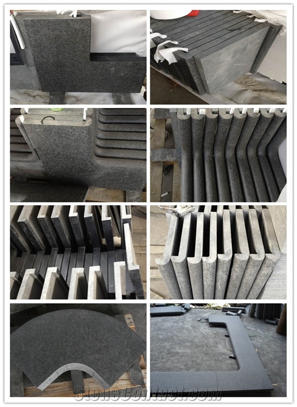 G684 Bullnose Edging Swimming Pool Tiles, G684 Black Basalt,Raven Black,Black Pearl Pool Coping