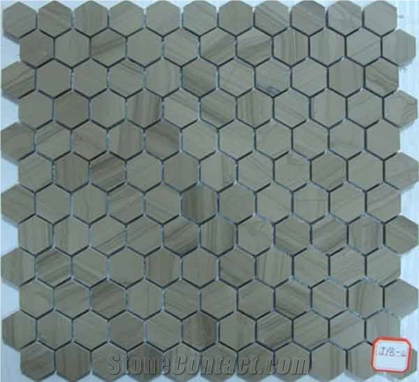 Grey Wood Vein Marble Mosaic