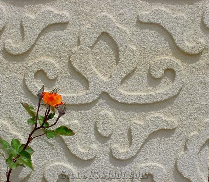 Toros Beige Marble Sawn Carved Wall Relief