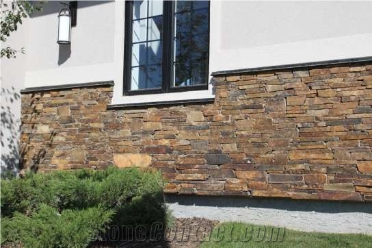 Autumn Flame Stone Full Bed Ledgestone