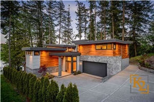 Black Pearl Slate Ledgestone Wall Thin Veneer, Ocean Pearl Stone Grey Slate Cultured Stone