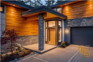 Black Pearl Slate Ledgestone Wall Thin Veneer, Ocean Pearl Stone Grey Slate Cultured Stone