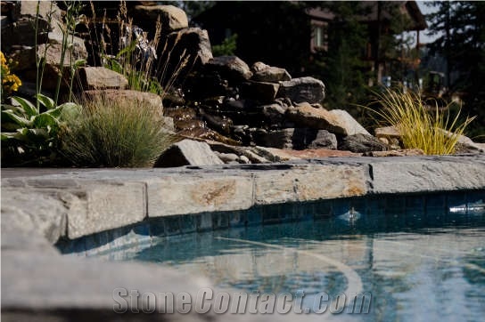 Ocean Pearl Stone Split Top, Sawn Cut Standard Capping, Wall Parapets