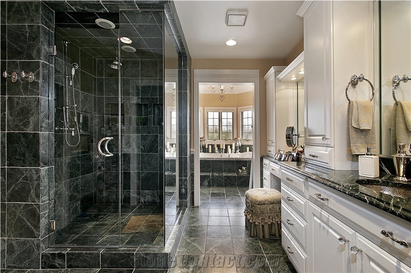 Vermont Verde Antique Marble Custom Bathroom Remodeling