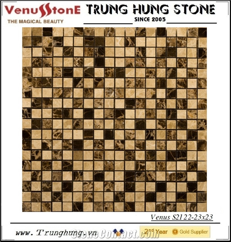 23*23 Dark Emperador and Light Emperador Polished Marble Mosaic Tiles