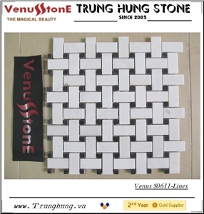 Polished White Marble Basket Weave Mosaic Tiles Polished White Marble Basket Weave Mosaic Tiles