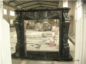 Black Galaxy Granite Fireplace
