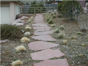 Lyons Red Random Flagstone Pathway, Colorado Red Sandstone Stepping Stones