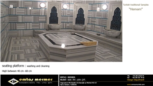 Equator Marmara Marble in Turkish Bath-Hammam Design, White Marble Bath Design