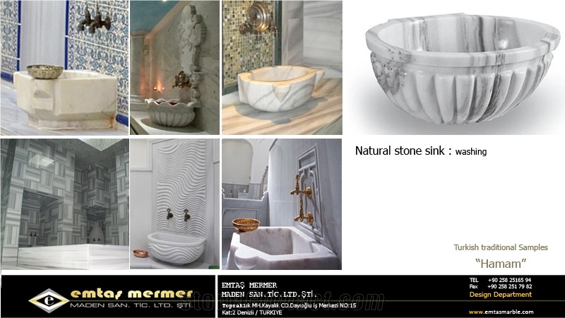 Equator Marmara Marble in Turkish Bath-Hammam Design, White Marble Bath Design