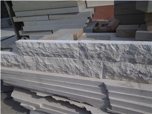 China White Sandstone Split Face Mushroom Stone Wall Cladding,Villa Building Exterior Walling