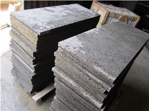 Lava Stone Moon Surface with Hole Basalto Machine Cutting Slabs Tiles, China Grey Andesite Stone for Floor Garden Stepping Lava Stone Moon Surface with Hole Basalto Machine Cutting Slabs Tiles, China Grey Andesite Stone for Floor Garden Stepping