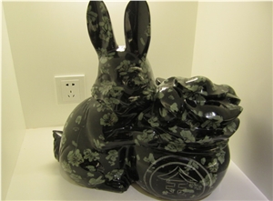 Seashell Black Marble Hand Carved Art Works Interior Home Decoration,Creative Design