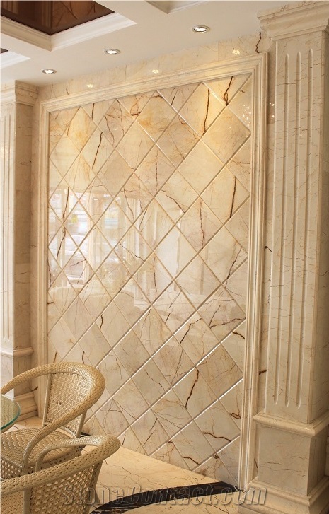 Sofitel Gold Marble Slabs Polished Tiles for Interior Walling, Cladding Panel, Turkey Beige Marble Floor Covering Pattern