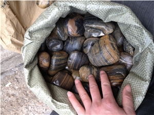 Tiger Skin Natural Granite Pebble Polished Gravel,River Stone in Good Price