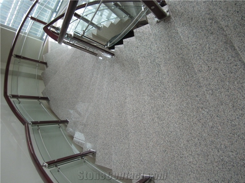 Villa Project G657 China Grey Sesame Granite Polished High Glossy Stairs,Floor Steppping Staircase with Risers,Stair Threshold