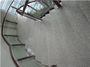 Villa Project G657 China Grey Sesame Granite Polished High Glossy Stairs,Floor Steppping Staircase with Risers,Stair Threshold