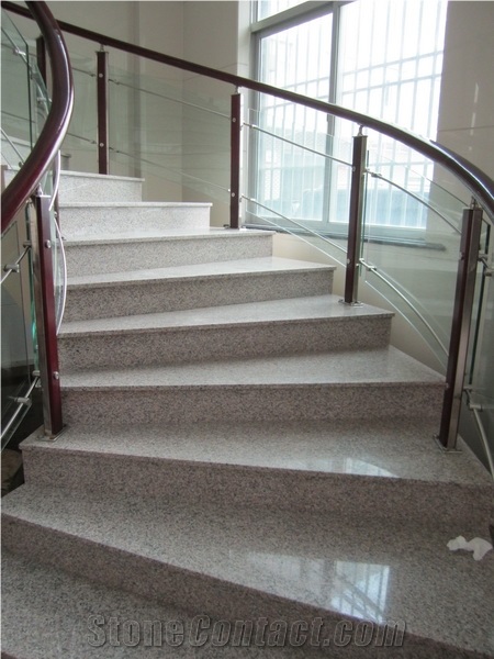 Villa Project G657 China Grey Sesame Granite Polished High Glossy Stairs,Floor Steppping Staircase with Risers,Stair Threshold