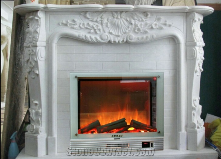 White Marble Fireplace Mantel