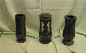 Impala Black Granite Monumental Vase and Lantern