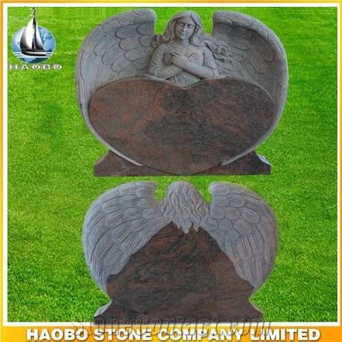 Angel Monument in Multicolor Red, Indian Red Granite Angel Monuments