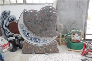 Engraved Headstone,China Brown Granite Heart Tombstone