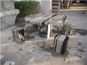 Black and White Nine Dragon Jade Marble Nature Table Sets