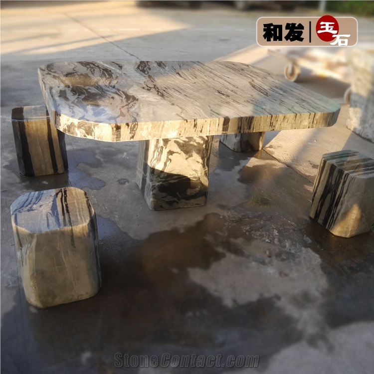 Nine Dragon Jade Outdoor Nature Shape Table Sets