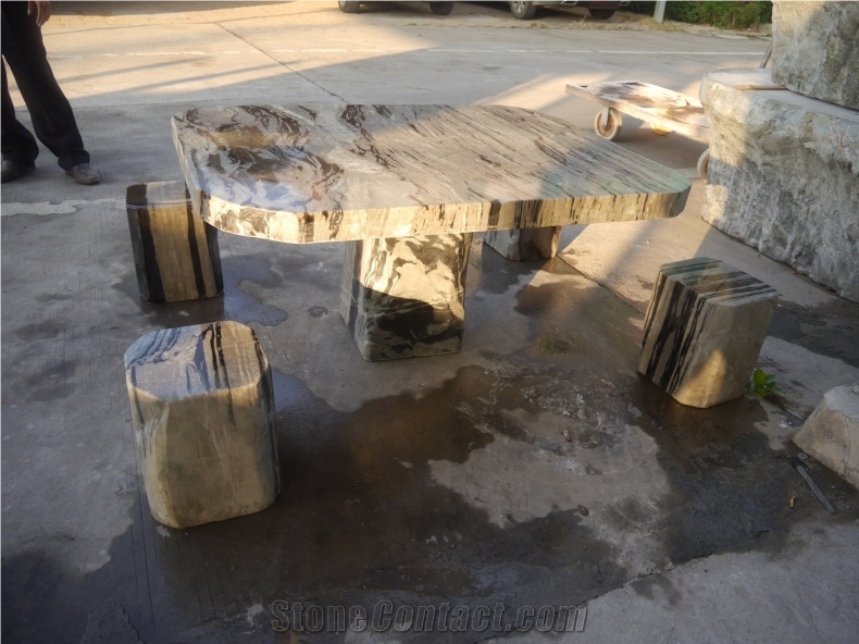 Nine Dragon Jade Outdoor Nature Shape Table Sets