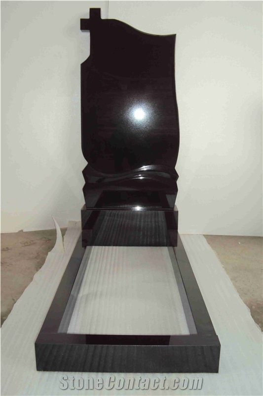 China Shanxi Black Russian Style Polished Tombstones