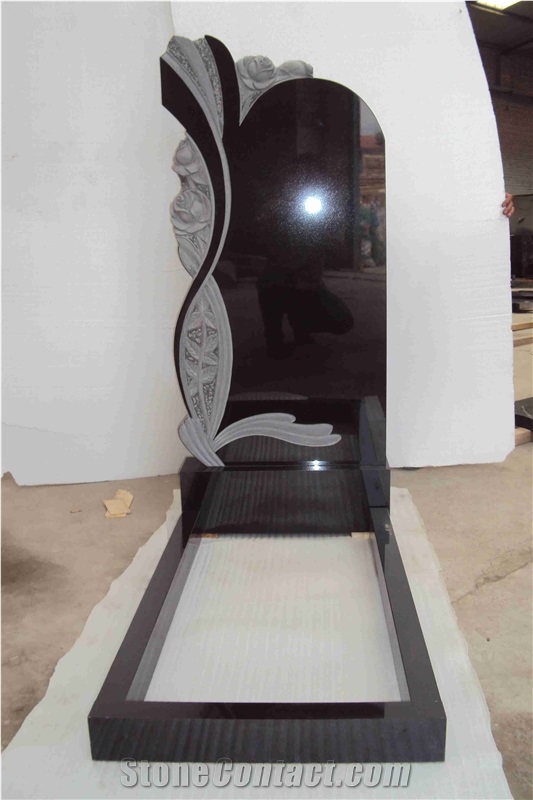China Shanxi Black Russian Style Polished Tombstones